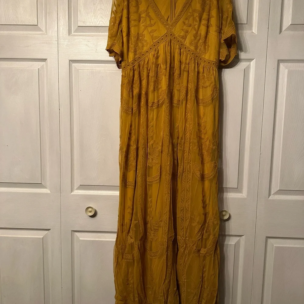 Pinkblush Golden Yellow Lace Dress - Picture 1 of 5